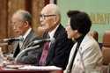 From left, Jiro Hamasumi, Terumi Tanaka and Michiko Kodama, representatives of this year's Nobel Pe…