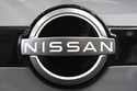 A Nissan logo is displayed on a Nissan Pathfinder SUV at the Pittsburgh International Auto Show in …