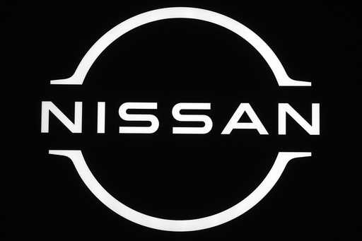 FILE -Nissan logo is seen at the Tokyo Auto Salon 2025, an industry event similar to the world's au…