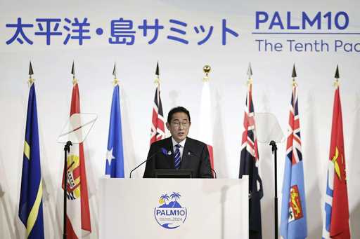 Japanese Prime Minister Fumio Kishida speaks at the Pacific Islands Leaders Meeting, or PALM, in To…
