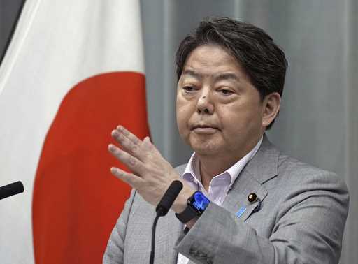 Japan's Chief Cabinet Secretary Yoshimasa Hayashi speaks during a press conference at the prime min…