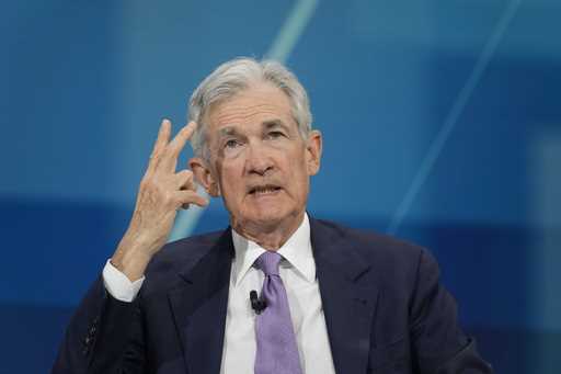 Federal Reserve chair Jerome Powell speaks at the DealBook Summit in New York, Wednesday, December …