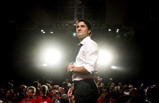 Federal Liberal Leader Justin Trudeau speaks to supporters during a campaign stop in Toronto on Aug…