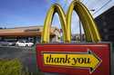 A sign is shown in front of an McDonald's restaurant in Pittsburgh on April 23, 2022