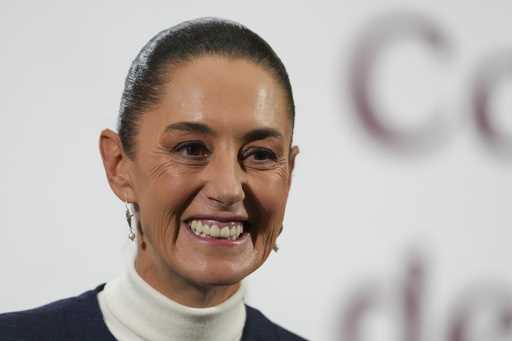 Mexican President Claudia Sheinbaum gives her morning news conference at the national palace in Mex…