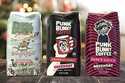 This image released by Punk Bunny Coffee shows varieties of Green Day's coffee brand, from left, Do…