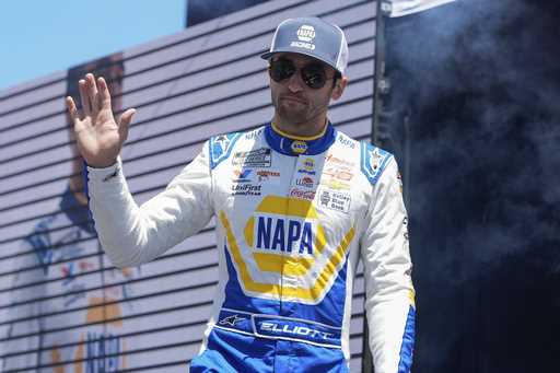 Driver Chase Elliott is introduced before a NASCAR Cup Series auto race at Sonoma Raceway, Sunday, …