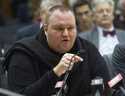 Internet entrepreneur Kim Dotcom speaks during the Intelligence and Security select committee heari…