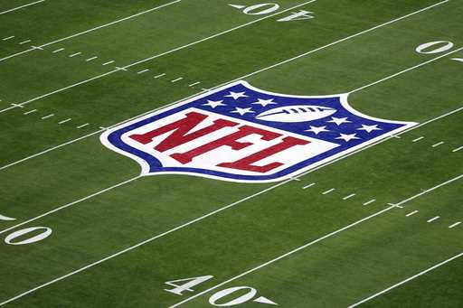 The NFL logo is seen during the NFL Super Bowl 58 football game Sunday, February 11, 2024, in Las V…