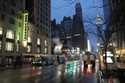 The New Yorker Hotel sign glows at dusk, Wednesday, April 17, 2013 in New York