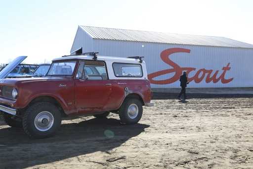 Scout Motors shows off one of its older gasoline powered models at a ceremony to celebrate the star…