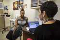 A client receives information at Mary’s Center, a community health center in Washington in 2018