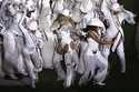 Beyoncé, center, is joined by her daughter Blue Ivy, right, during a halftime performance in an NFL…