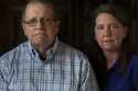 William Bortz, left, stands alongside his daughter, Ave Williams, at his senior living center, Frid…