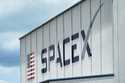 The SpaceX logo is displayed on a building, Tuesday, May 26, 2020, at the Kennedy Space Center in C…