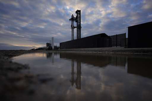 SpaceX's mega rocket Starship stands ready for a test flight from Starbase in Boca Chica, Texas, Th…