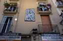 A block of flats, which is under threat of eviction, is photographed in downtown Barcelona, Spain, …