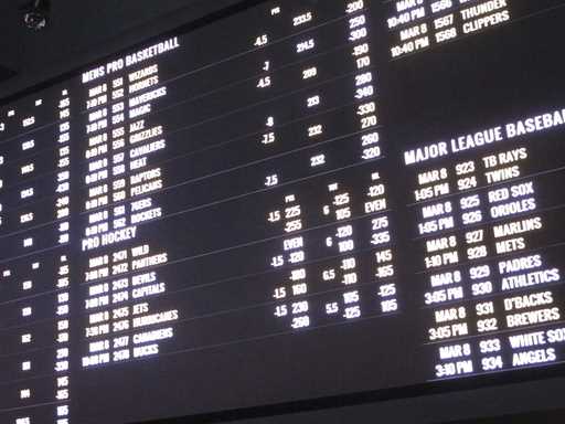 Odds for various sporting events are posted in a casino sports book in Atlantic City N