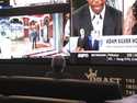 A customer watches video screens inside the DraftKings sportsbook in Atlantic City N