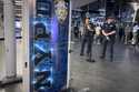 Gun detection machines are tested at the Fulton Street transit station before a news conference wit…