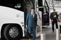 Kansas City Chiefs quarterback Patrick Mahomes arrives prior to the NFL Super Bowl 59 football game…