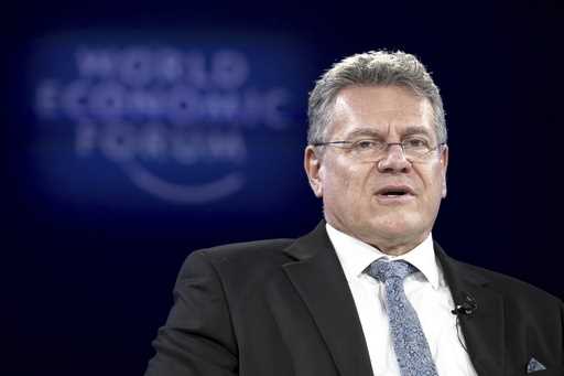 Maros Sefcovic, EU Commissioner for Trade and Economic Security, attends the Annual Meeting of Worl…