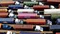 Trucks line up to enter a Port of Oakland shipping terminal on November 10, 2021, in Oakland, Calif…