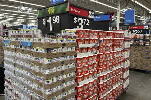 Items to include in holiday dinners are displayed at a Walmart store in Secaucus, N