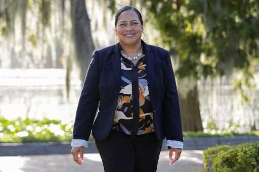 Marisol Ortega, a Polk County resident that commutes to her job in Orlando walks at a park Thursday…