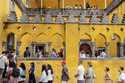 Tourists queue to visit the interior of the 19th century Pena Palace in Sintra, Portugal, Wednesday…