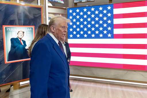 President-elect Donald Trump arrives on the floor of the New York Stock Exchange after ringing the …