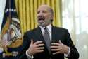 Commerce Secretary nominee Howard Lutnick speaks in the Oval Office of the White House after Presid…