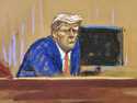 Former President Donald Trump arrives at court for the start of jury selection in his historic hush…