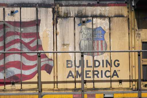 The Union Pacific Railroad logo appears on a locomotive in the Jackson, Miss