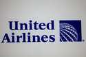 The logo for United Airlines is shown during a news conference in New York, on May 3, 2010