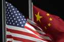 The American and Chinese flags wave at Genting Snow Park, February 2, 2022, in Zhangjiakou, China