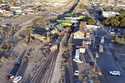 Damage to a train is seen at the site where a freight train collided with a tractor-trailer and der…