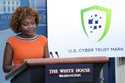 White House press secretary Karine Jean-Pierre talks about a cybersecurity certification and labeli…