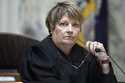 Wisconsin Supreme Court Justice Janet Protasiewicz attends her first hearing as a justice, Thursday…