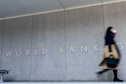 The World Bank building in Washington, Monday, April 5, 2021. (AP Photo/Andrew Harnik, File)