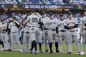 New York Yankees' Aaron Judge is introduced before Game 1 of the baseball World Series Los Angeles …