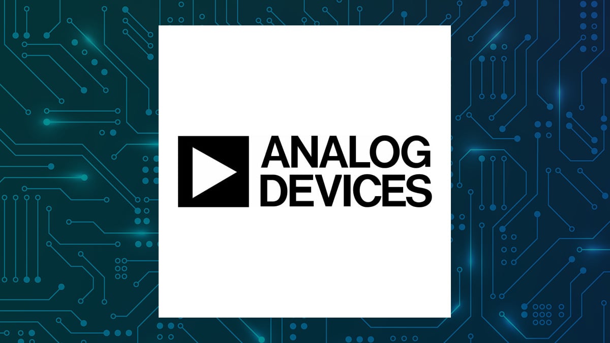 Analog Devices logo with Computer and Technology background