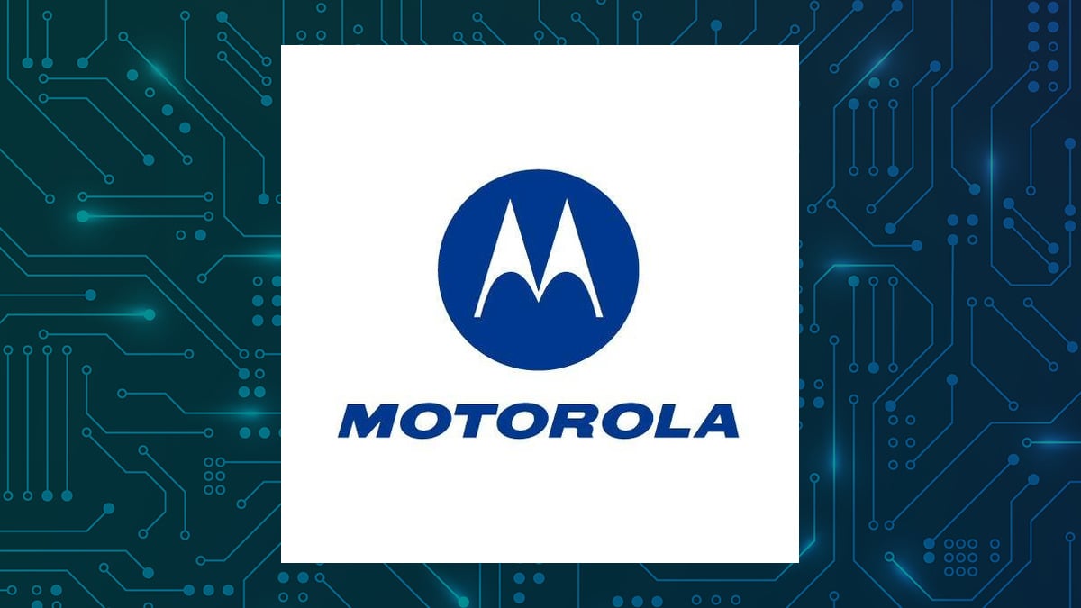 Motorola Solutions logo with Computer and Technology background