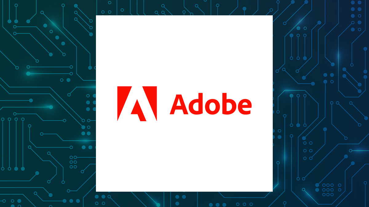 Adobe logo with Computer and Technology background