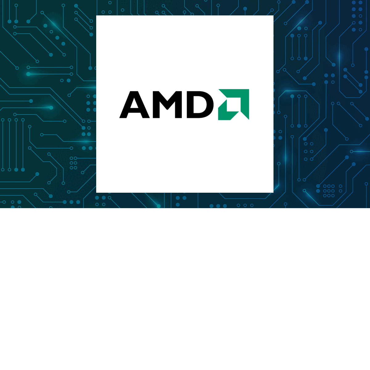 Advanced Micro Devices logo with Computer and Technology background