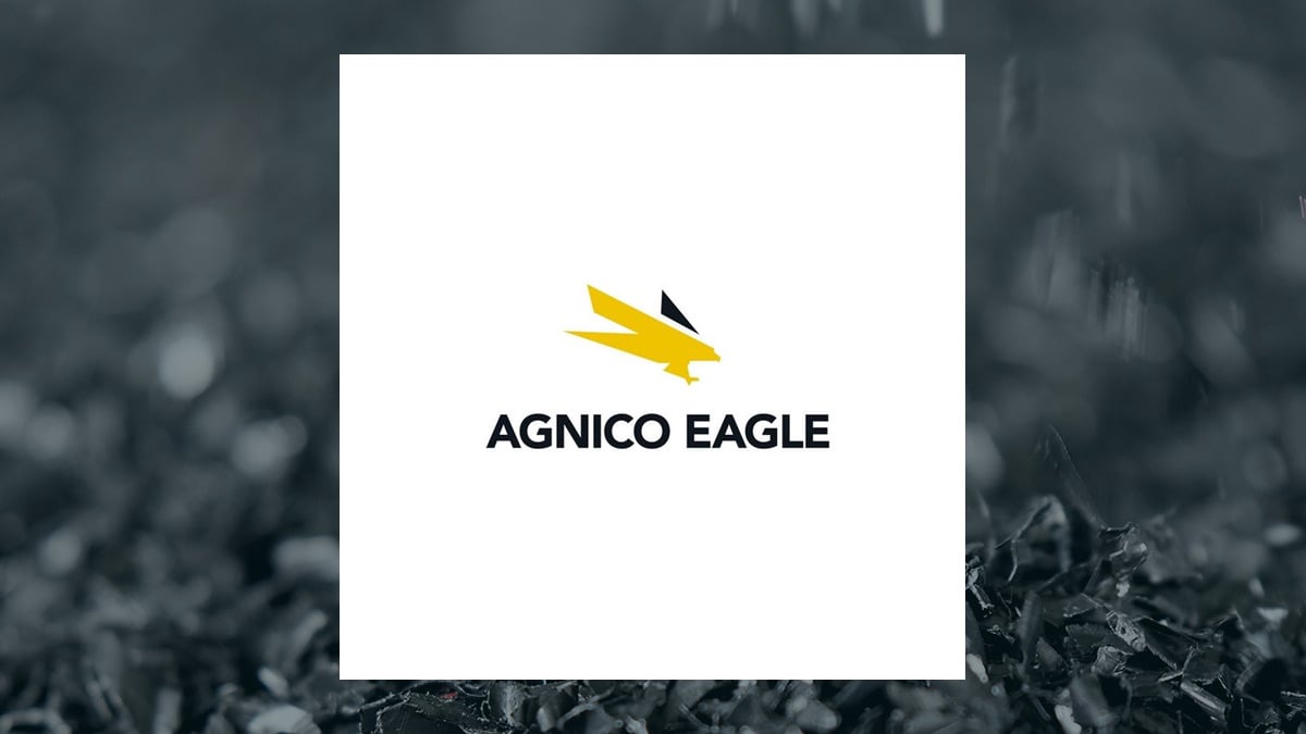 Agnico Eagle Mines logo with Basic Materials background