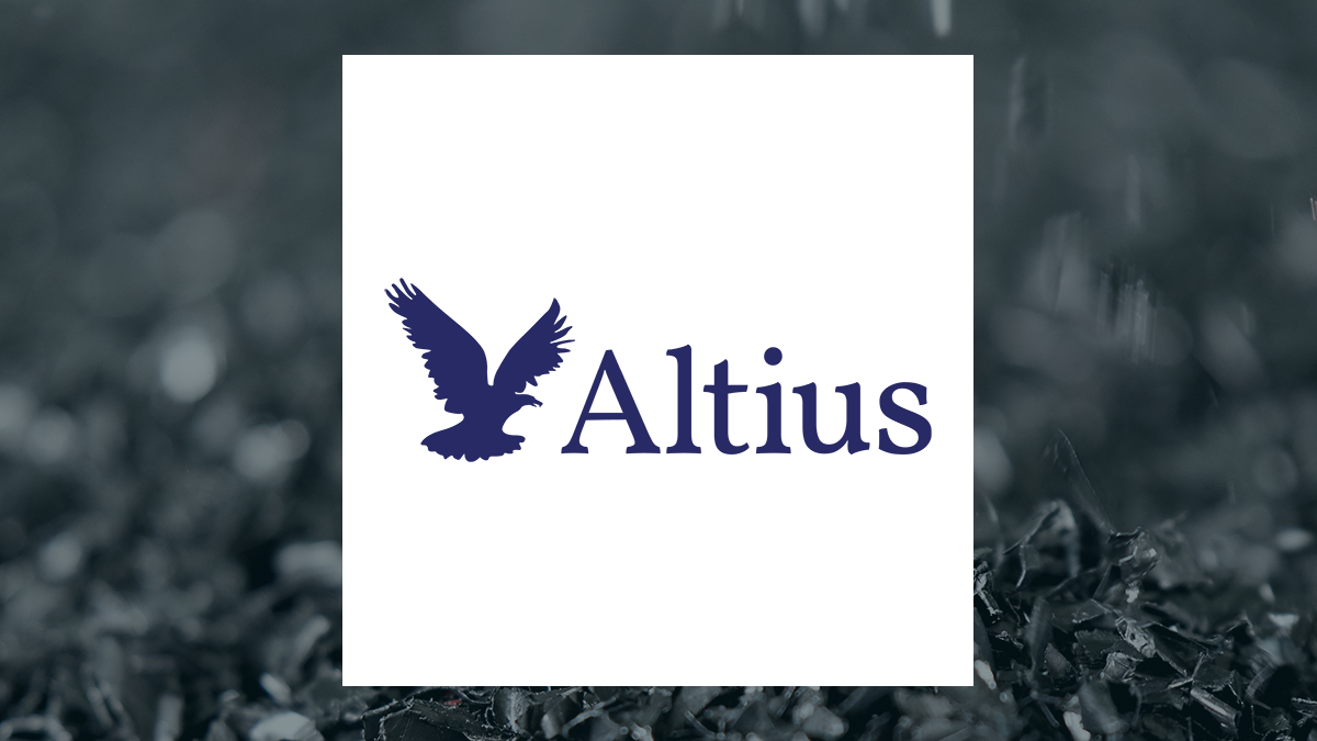 Altius Minerals logo with Basic Materials background