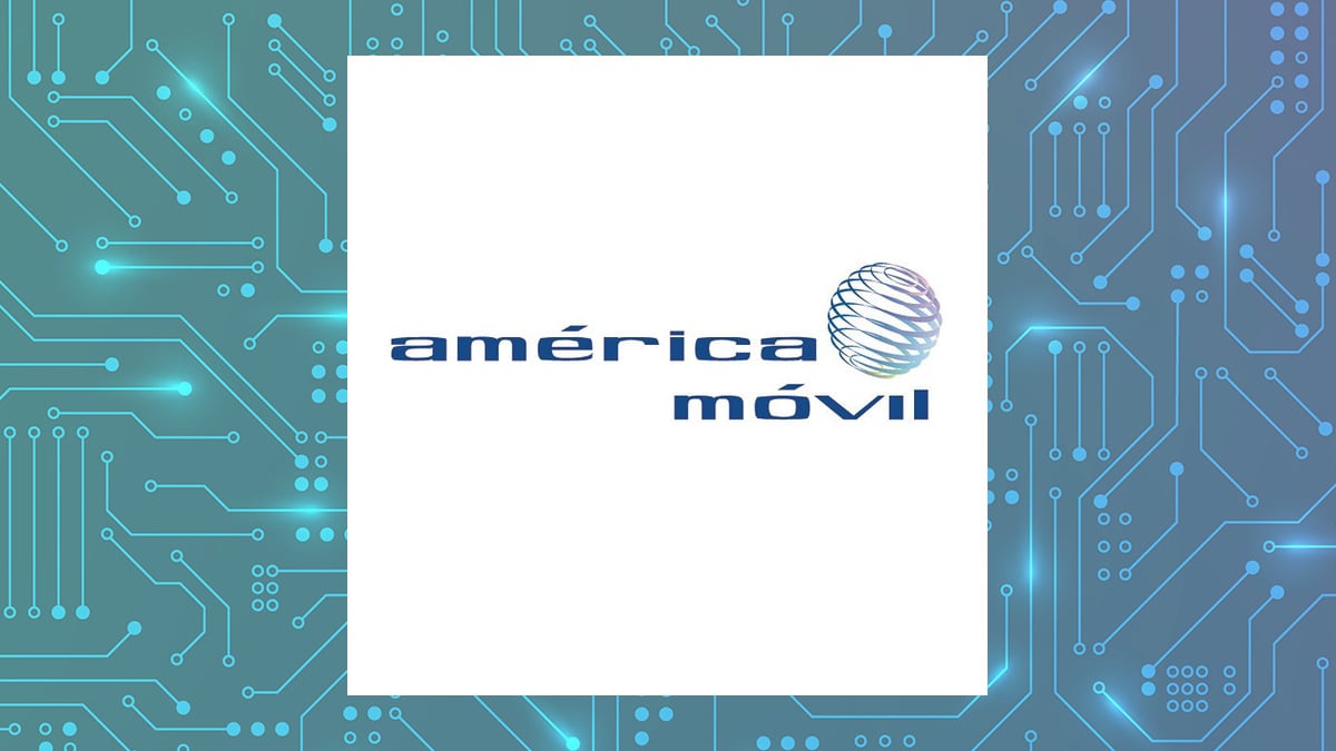 América Móvil logo with Computer and Technology background