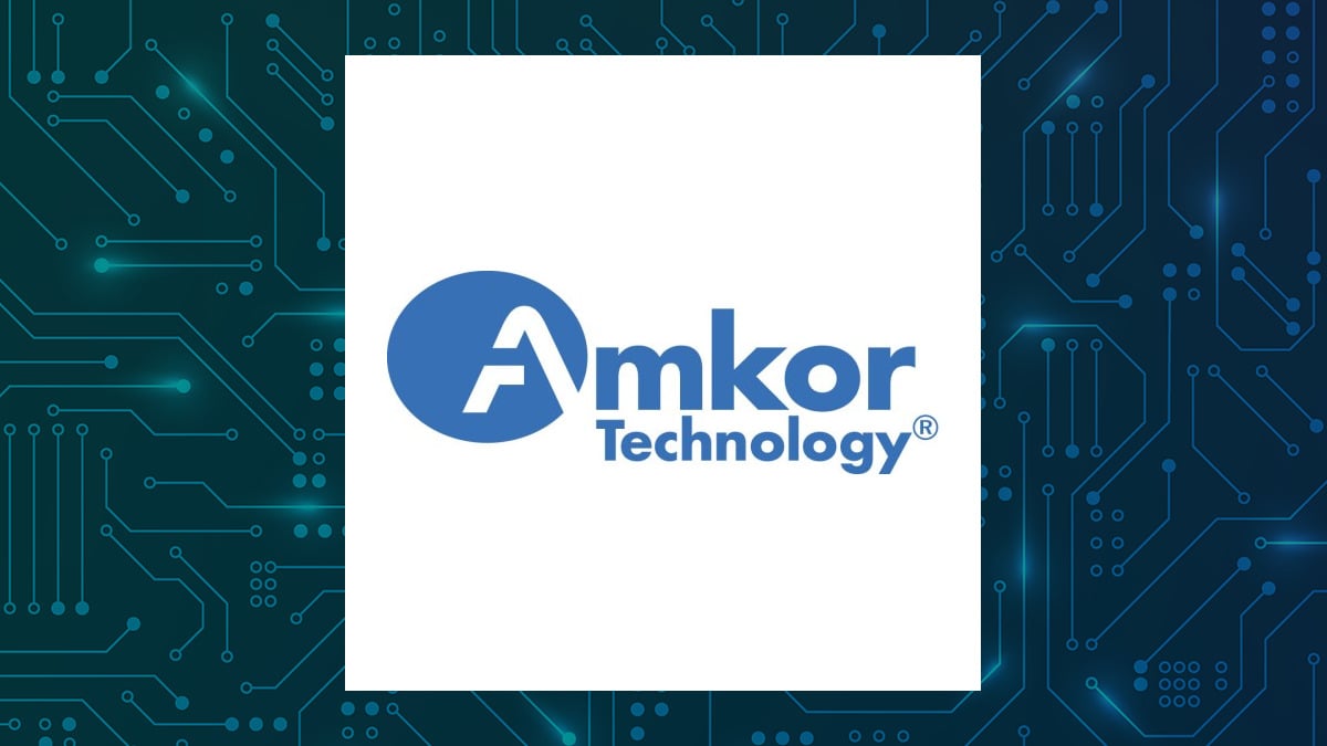 Amkor Technology logo with Computer and Technology background