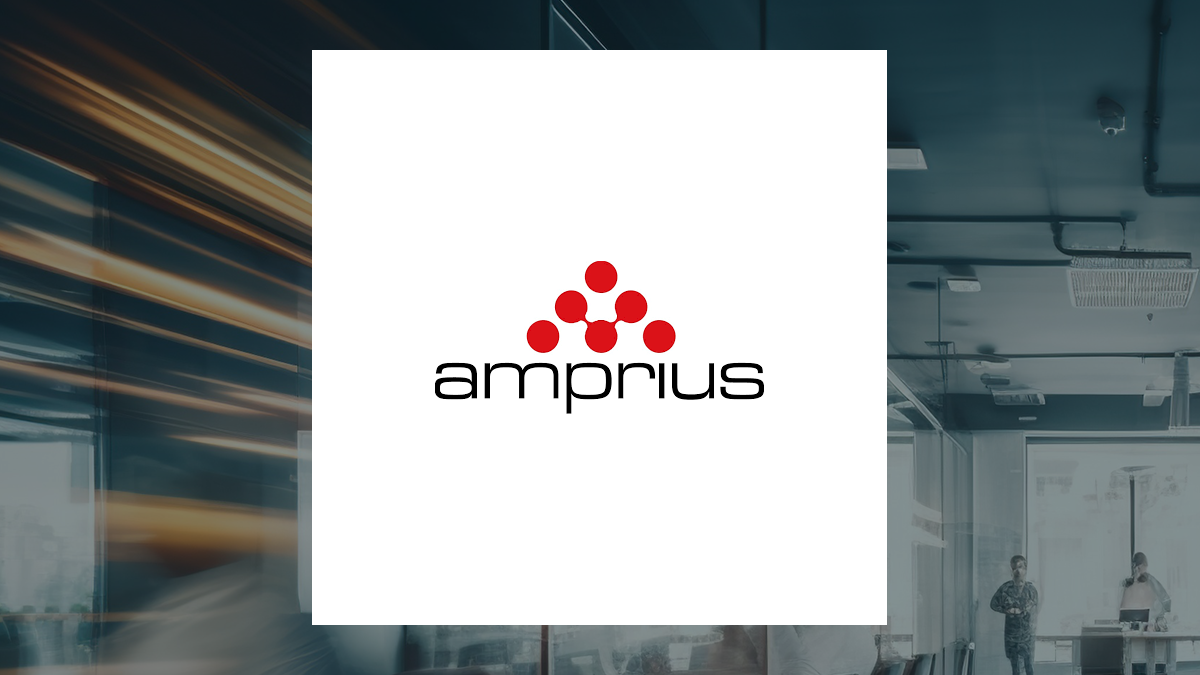 Amprius Technologies logo with Business Services background